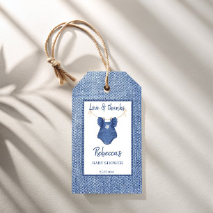 Blaue Jeans Mädchen Denim Baby Shower Danksagungs Geschenkanhänger