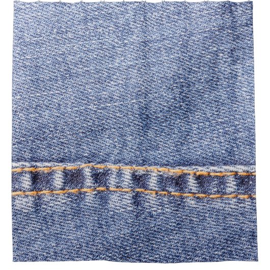 Blaue Jeans nähen Textur in der Nähe. Duschvorhang (Vorderseite)