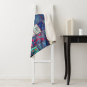 Blaue Jeans Patchwork mit Blumendetails Sherpadecke (Beispiel)