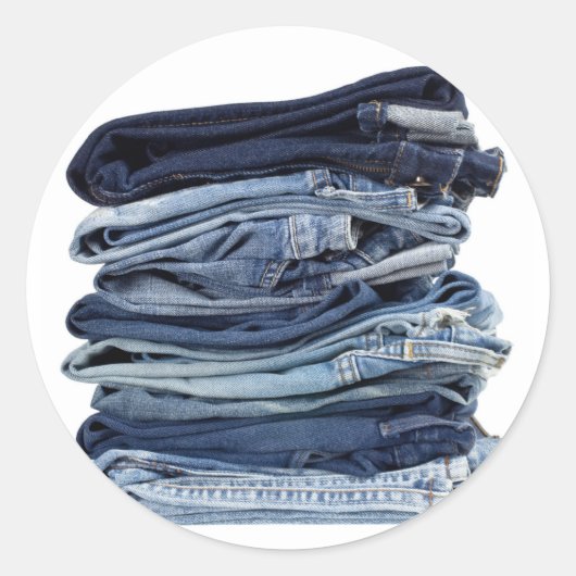 Blaue Jeans Runder Aufkleber (Vorderseite)