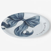 Blaue Jeans Schleife Brautparty Pappteller (Schrägansicht)