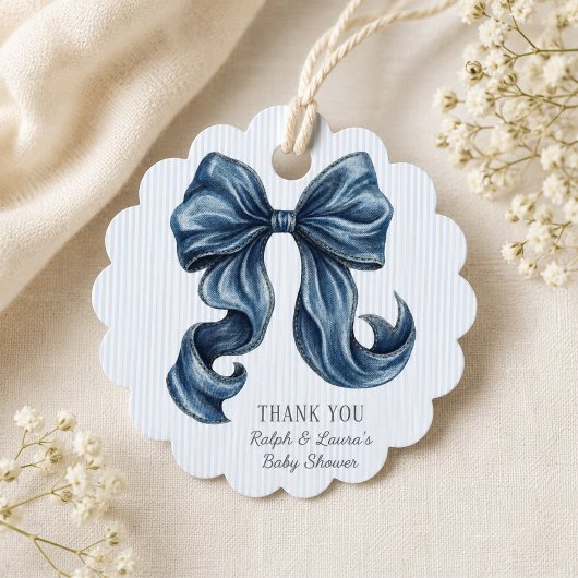 Blaue Jeans-Schleife Geschenkanhänger