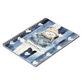 Blaue Jeans-Schneemann-Herzen Notizblock (Linke Seite)