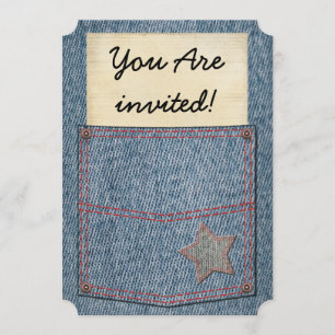 Blaue Jeans Tasche Party Einladungen