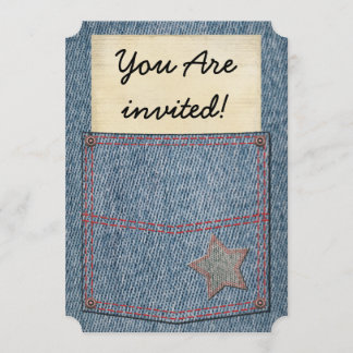 Blaue Jeans Tasche Party Einladungen