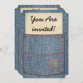 Blaue Jeans-Taschen-Party Einladungen (Vorne/Hinten)