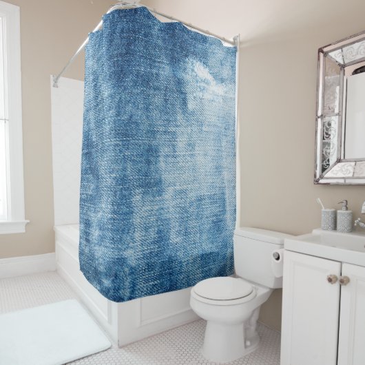Blaue Jeans-Textur Duschvorhang (Beispiel)