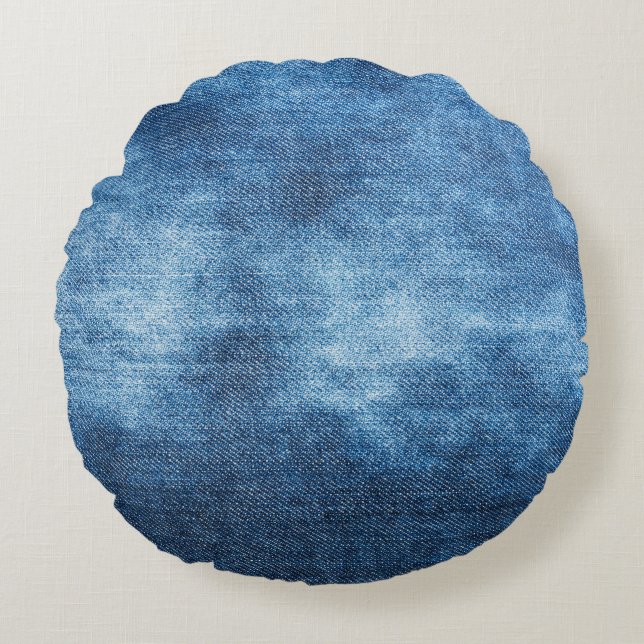 Blaue Jeans-Textur Rundes Kissen (Vorderseite)