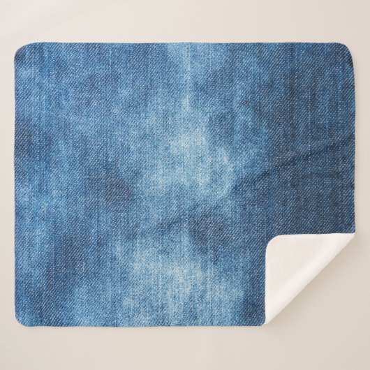 Blaue Jeans-Textur Sherpadecke (Vorderseite (Horizontal))
