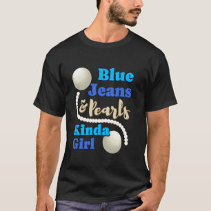 Blaue Jeans und Perlen Mädchen Modische Trendjeans T-Shirt
