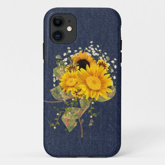 Blaue Jeans und Sonnenblumen Case-Mate iPhone Hülle (Rückseite)