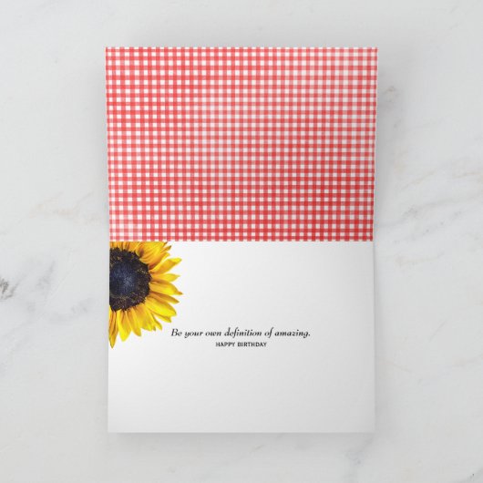 Blaue Jeans und Sonnenblumen Geburtstag Karte (Innenseite)