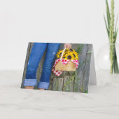Blaue Jeans und Sonnenblumen Geburtstag Karte (Vorderseite)