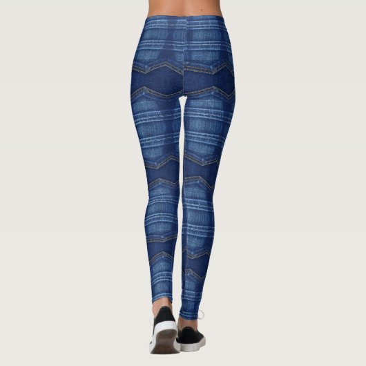 Blaue Jeansmuster Leggings (Rückseite)