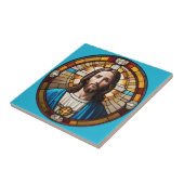 Blaue Jesus-Christ-Imitat Festglas Fliese (Seite)