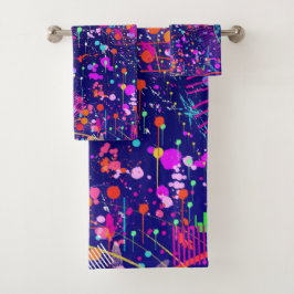 Blaue Jubiläums-Abstraktkunst  Badhandtuch Set