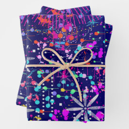 Blaue Jubiläums-Abstraktkunst  Geschenkpapier Set