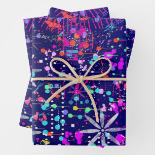 Blaue Jubiläums-Abstraktkunst Geschenkpapier Set