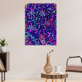 Blaue Jubiläums-Abstraktkunst  Poster