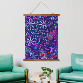 Blaue Jubiläums-Abstraktkunst  Wandteppich Mit Holzrahmen