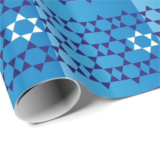 Blaue jüdische Sterne Geschenkpapier (Rolleneckpunkt)