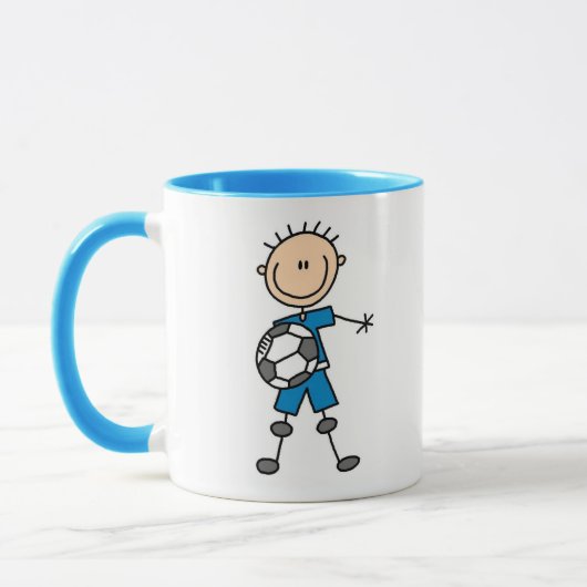 Blaue Jungen-Fußball-Tasse Tasse (Links)