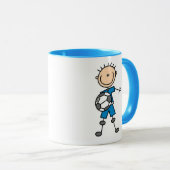 Blaue Jungen-Fußball-Tasse Tasse (VorderseiteRechts)