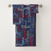Blaue Jungen nennen Text Grafik Elijah Handtücher (Insitu)