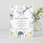 Blaue Jungen unter dem Meer Kreaturen Jungs Babydu Einladung (Stehend Vorderseite)