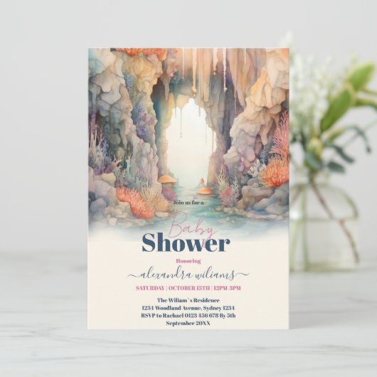 Blaue Jungen unter der Meereslebewesen Babydusche Einladung (Stehend Vorderseite)