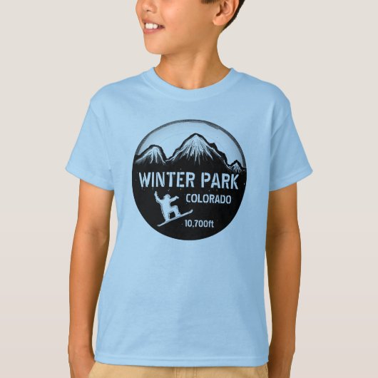 Blaue Jungen Winter-Park-Colorados T-Shirt (Vorderseite)