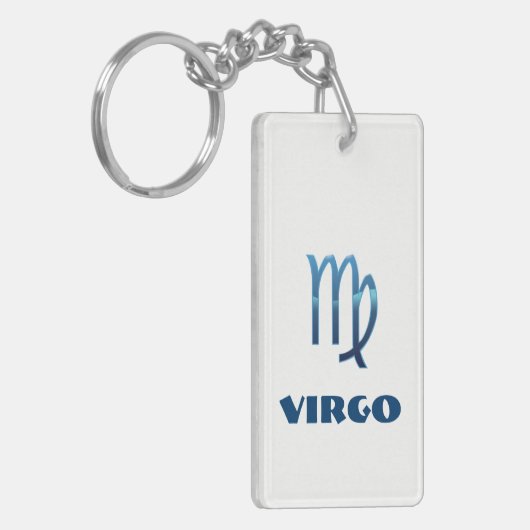Blaue Jungfrau-Tierkreis-Zeichen auf Weiß Schlüsselanhänger (Vorderseite links)