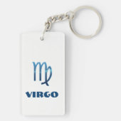 Blaue Jungfrau-Tierkreis-Zeichen auf Weiß Schlüsselanhänger (Rückseite)