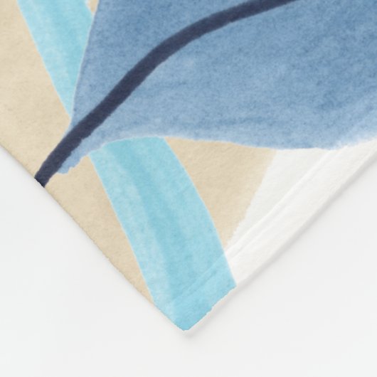 Blaue Jungle-Blätter Fleecedecke (Ecke)