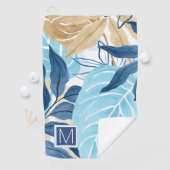 Blaue Jungle-Blätter Golfhandtuch (Insitu)