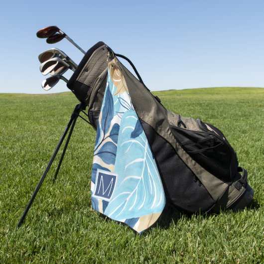 Blaue Jungle-Blätter Golfhandtuch (Gras)