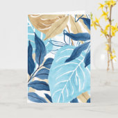 Blaue Jungle-Blätter Karte (Gelbe Blume)