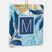 Blaue Jungle-Blätter Keramikornament (Rechts)