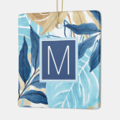 Blaue Jungle-Blätter Keramikornament (Links)