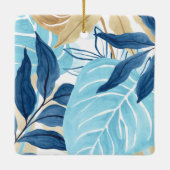 Blaue Jungle-Blätter Keramikornament (Rückseite)