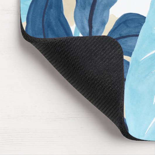 Blaue Jungle-Blätter Mousepad (Ecke)