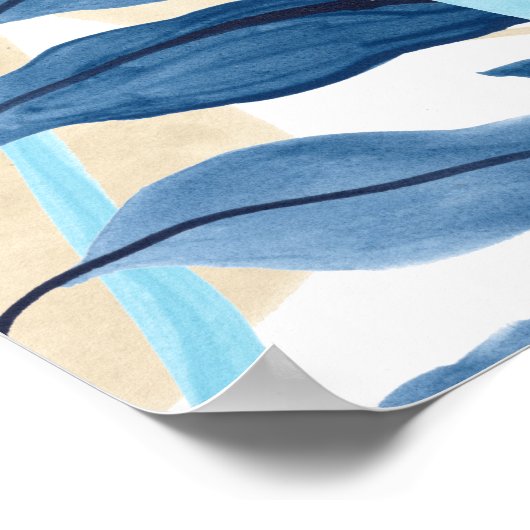 Blaue Jungle-Blätter Poster (Ecke)