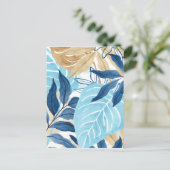 Blaue Jungle-Blätter Postkarte (Stehend Vorderseite)