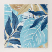 Blaue Jungle-Blätter Puzzle (Vertikal)