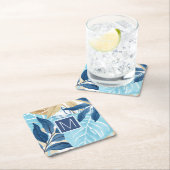 Blaue Jungle-Blätter Rechteckiger Pappuntersetzer (Vor Ort)