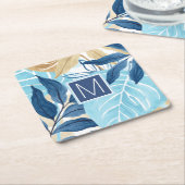 Blaue Jungle-Blätter Rechteckiger Pappuntersetzer (angewinkelt)