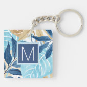 Blaue Jungle-Blätter Schlüsselanhänger (Rückseite)