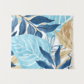 Blaue Jungle-Blätter Wandteppich (Vorderseite (Horizontal))