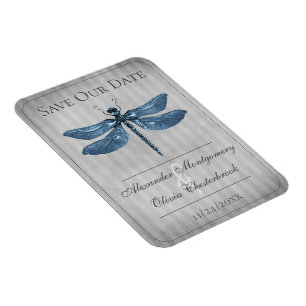Blaue Juwelen-Libelle - Heiratsdatum vormerken Magnet