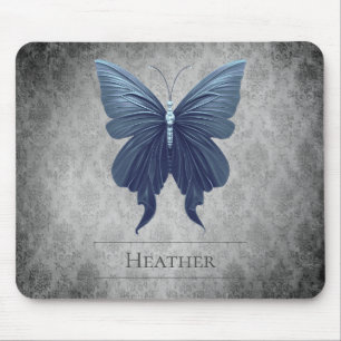 Blaue Juwelen-Schmetterling-Damaskus Mousepad